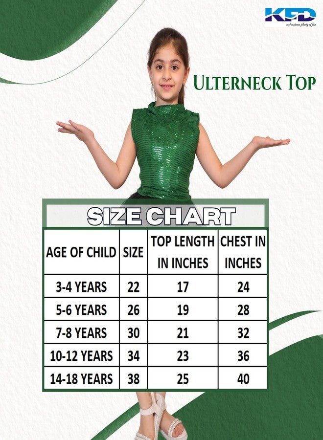 كاكو فانسي دريسيس بلوزة رقص غربية للأطفال من كاكو فانسي دريسز | بلوزة بياقة هالتر للبنات | مثالية للمناسبات السنوية وعروض الرقص والعروض المسرحية (البلوزة فقط - التنورة غير متضمنة) - أخضر، 5-6 سنوات، للبنات - Image 4